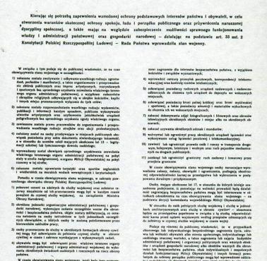 13 XII 1981 r. w Polskiej Rzeczypospolitej Ludowej został wprowadzony stan wojenny