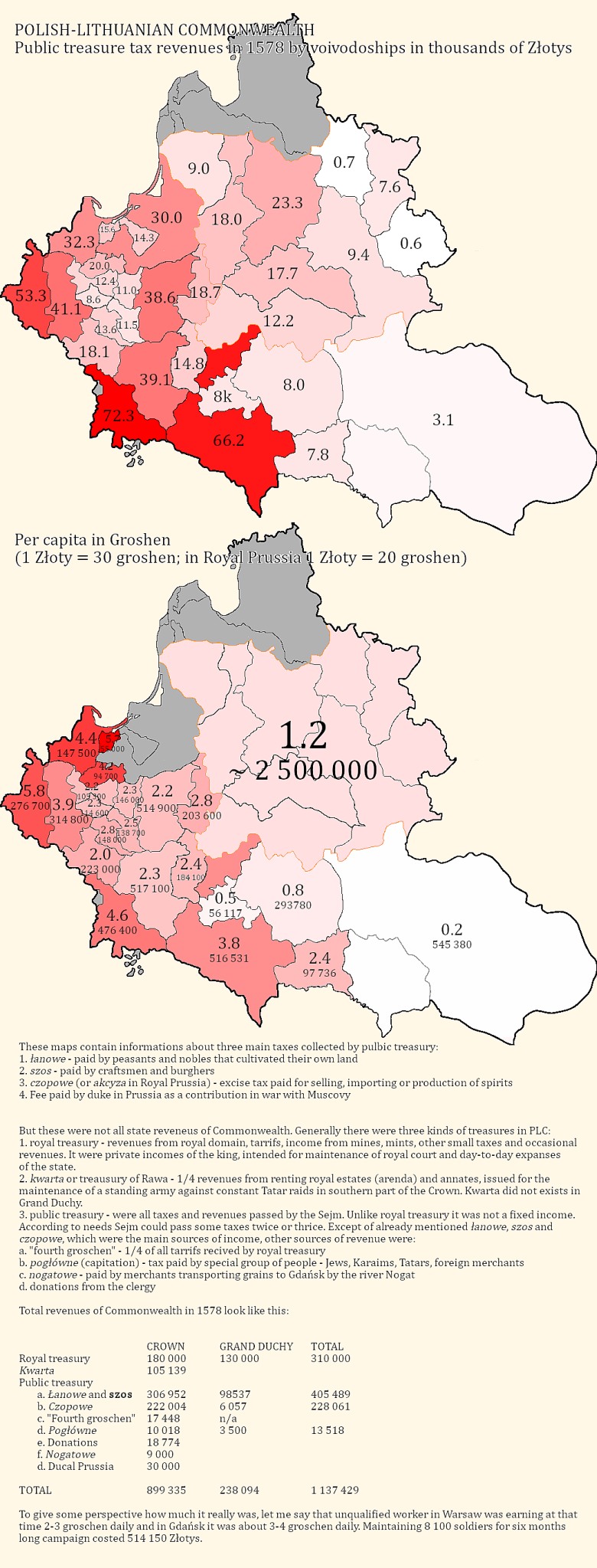 Finanse Rzeczypospolitej Obojga Narodów w 1578 roku z podziałem na województwa