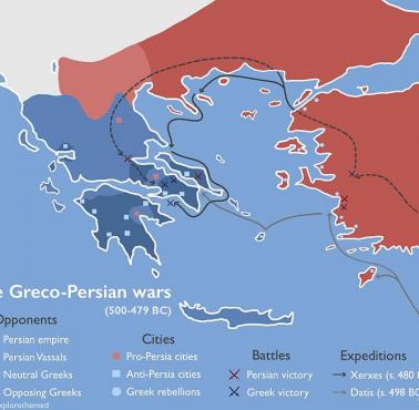 Mapa wojen grecko-perskich 500-479 rok p.n.e.