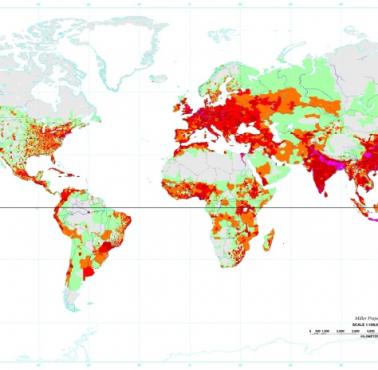 Gęstość zaludnienia świata, liczba osób na 1 km2