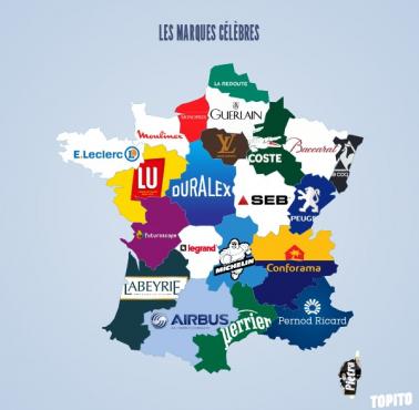 Najbardziej znane firmy (marki) we francuskich regionach