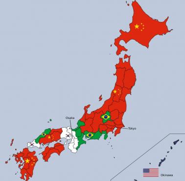 Obcokrajowcy w Japonii, według prefektury, 2020
