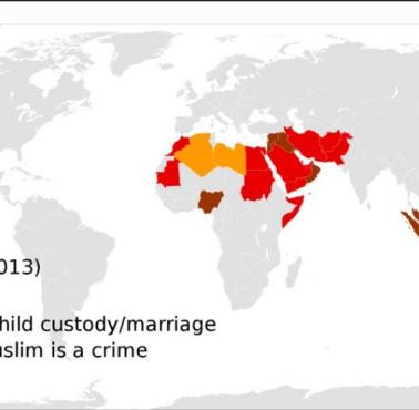 Kara za porzucenie religii (apostazja) muzułmańskiej według kraju, 2013