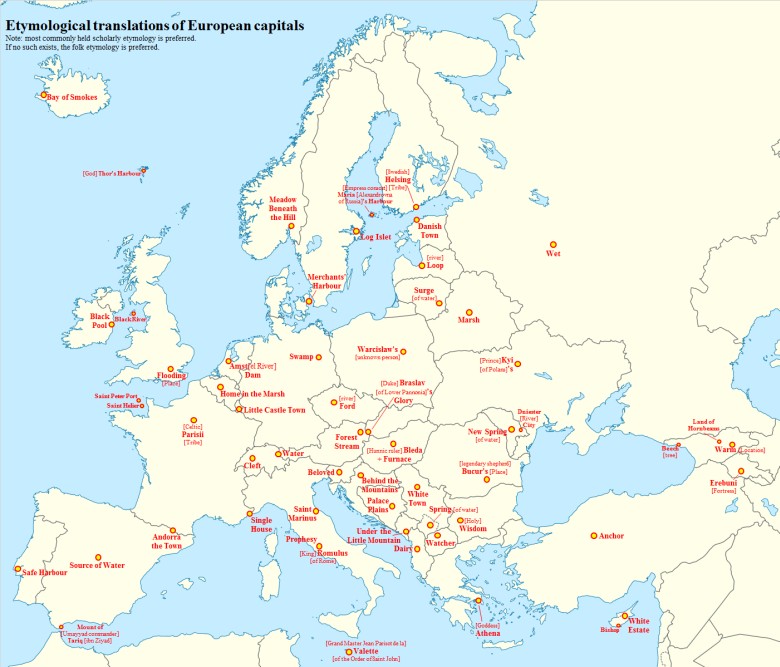 Etymologiczne tłumaczenia europejskich stolic