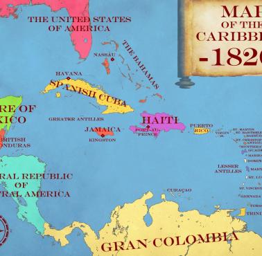 Mapa Karaibów, 1826