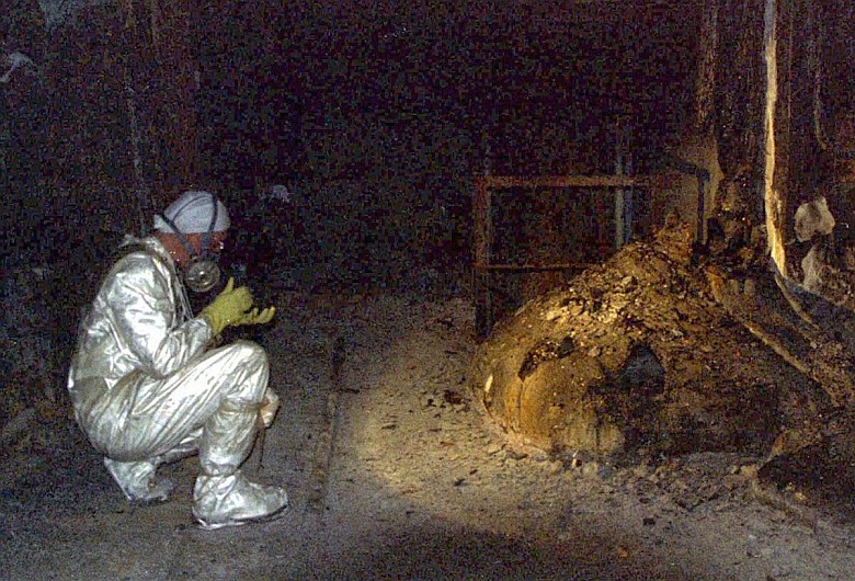 Stopa słonia - potoczna nazwa zestalonego fragmentu korium, elektrownia w Czarnobylu
