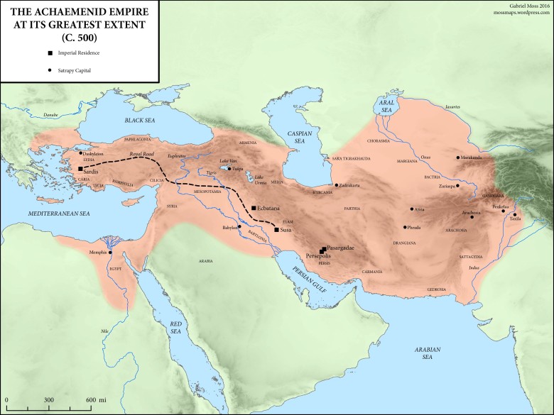 Mapa imperium perskiego w 500 roku p.n.e.