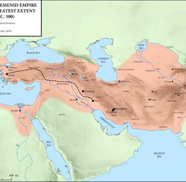 Mapa imperium perskiego w 500 roku p.n.e.