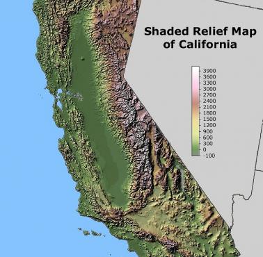 Reliefowa mapa Kalifornii