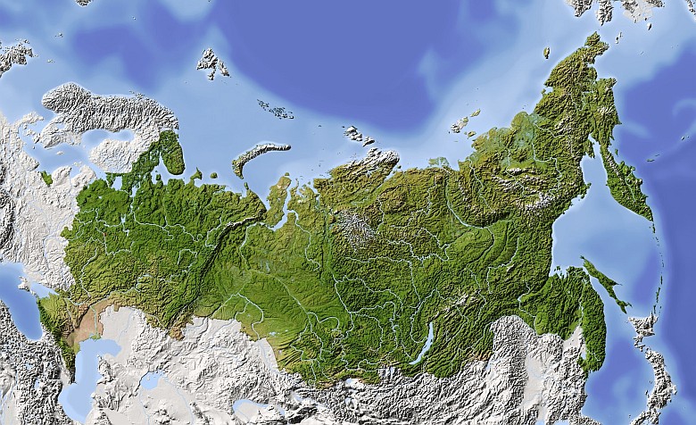 Reliefowa mapa Rosji