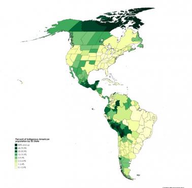 Procent ludności rdzennej Ameryki według stanu USA