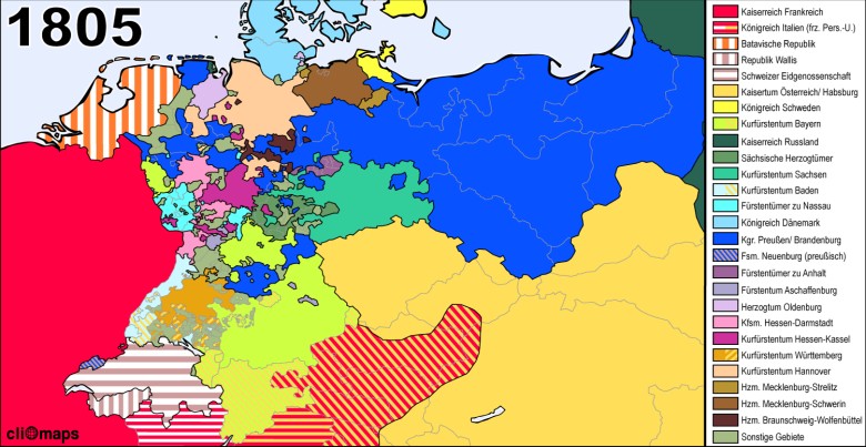 Niemiecka mapa Europy Środkowej w 1805 roku