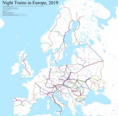 Nocne pociągi w Europie, 2019