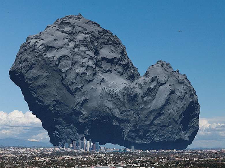 Porównanie komety 67P/Czuriumowa-Gierasimienko do panoramy Los Angeles