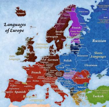 Mapa języków i rodzin językowych w Europie