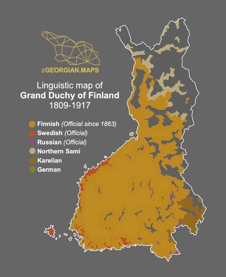 Mapa językowa Wielkiego Księstwa Finlandii, 1809–1917