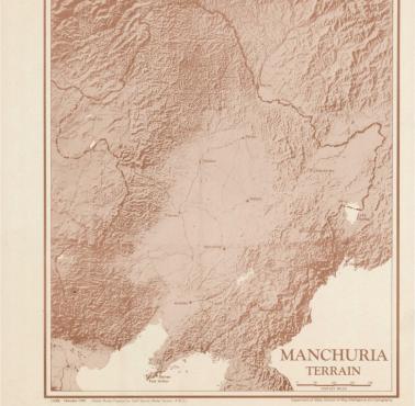 Mapa topograficzna (fizyczna) Mandżurii