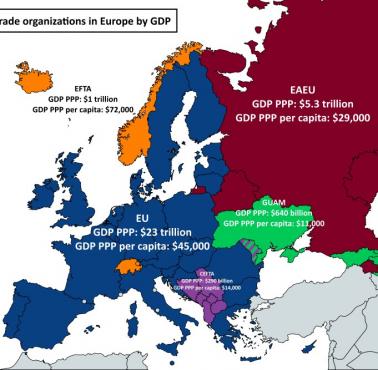 Organizacje handlowe w Europie według PKB