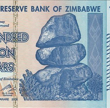 Banknot o największym w historii nominale 100,000,000,000,000 (100 bilionów dolarów), Zimbabwe