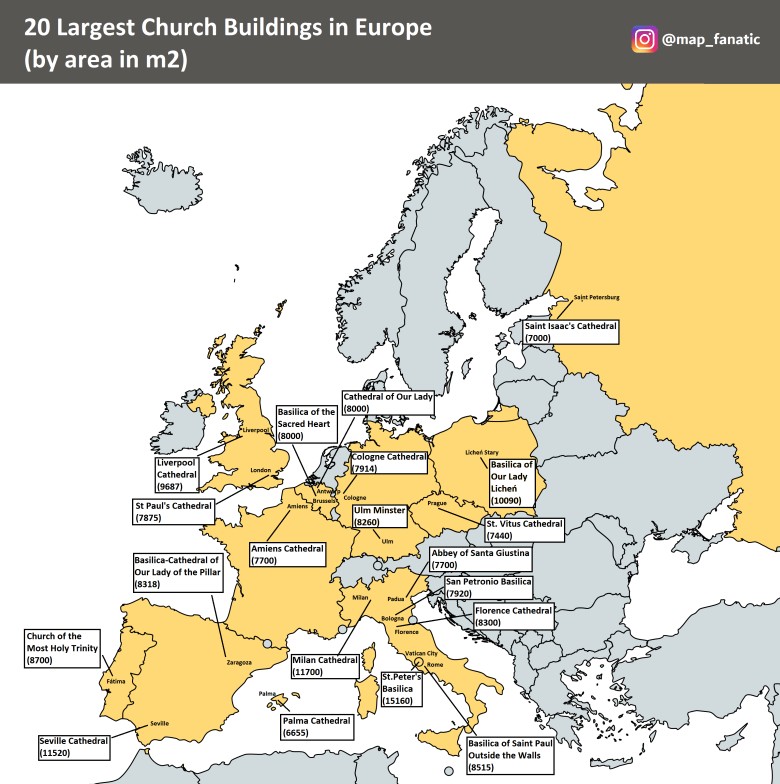 20 Największych budynków kościelnych w Europie