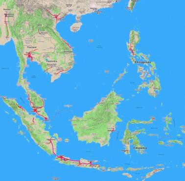 Istniejąca sieć autostrad w Azji Południowo-Wschodniej, 2021