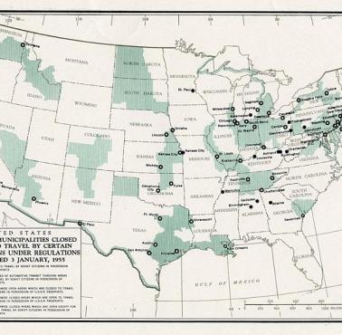 Zamknięte dla Rosjan obszary w USA, 1955
