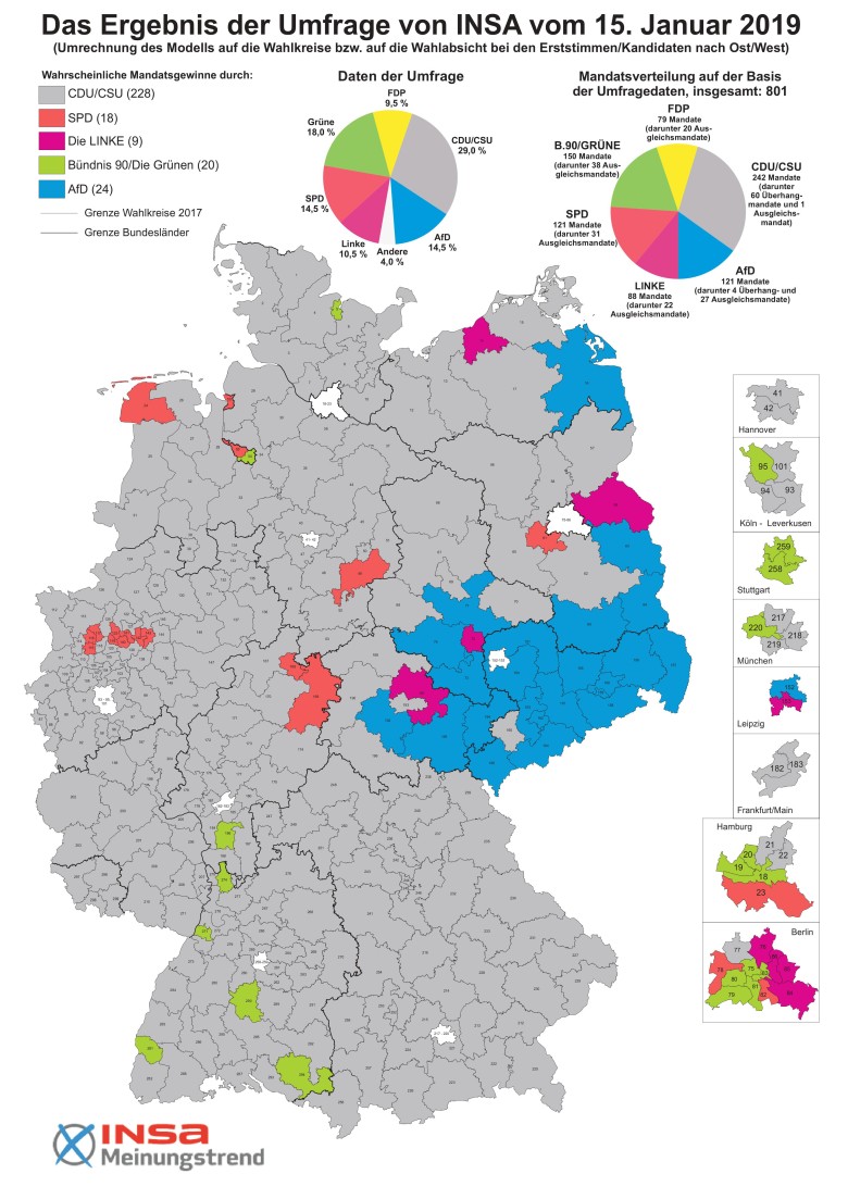 Prognozy wyborcze w Niemczech, styczeń 2019
