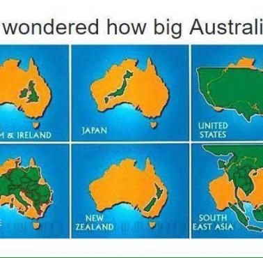 Jak duża jest Australia? Japonia, USA, Wielka Brytania, Europa ... naniesiona na mapę Australii