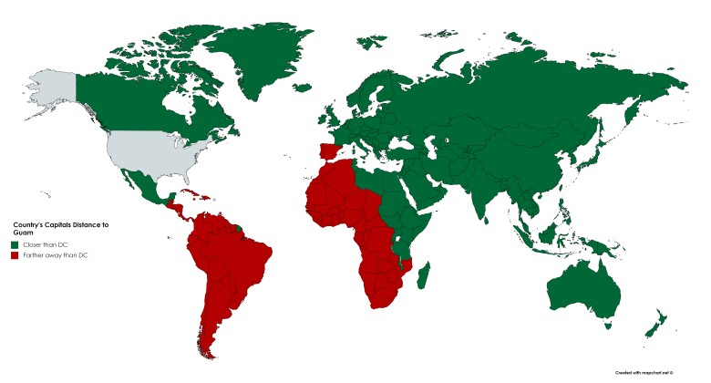 Odległość do Guam