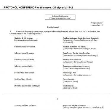 Protokół z konferencji w Wannsee - 20 stycznia 1942 roku (przetłumaczony na polski)