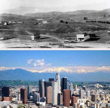 Śródmieście Los Angeles sfotografowane w 1901 roku i ponownie w 2001 roku