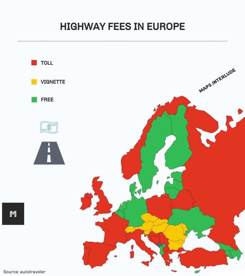 Opłaty za korzystanie z autostrad w Europie