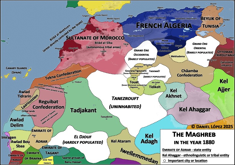 Mapa Afryki Północnej - Maghreb w roku 1880