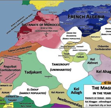 Mapa Afryki Północnej - Maghreb w roku 1880
