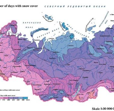 Liczba dni z pokrywą śnieżną w Rosji