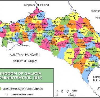 Galicyjskie powiaty w 1914 roku, Austro-Węgry