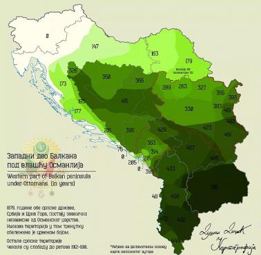 Liczba lat byłej Jugosławii i Albanii, które były pod okupacją Imperium Osmańskiego