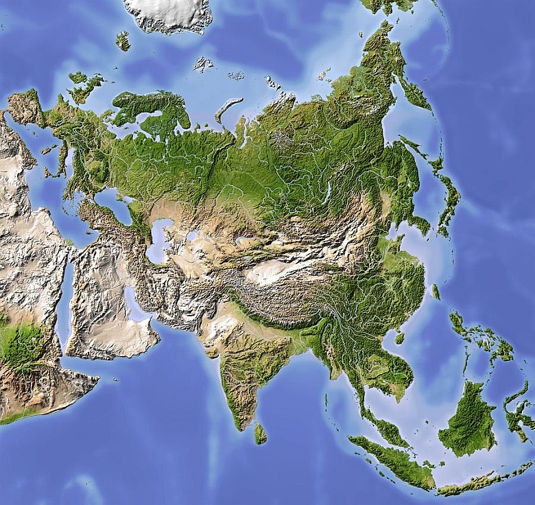 Reliefowa mapa Eurazji