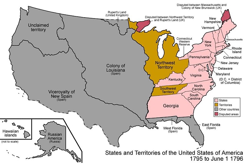 Mapa USA w 1795 roku