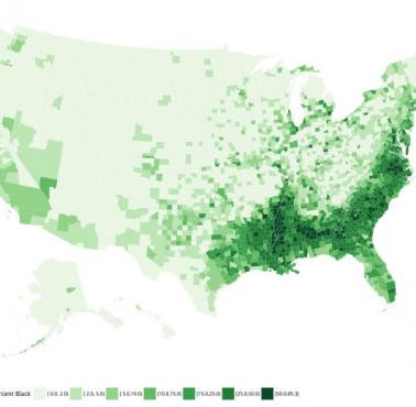 Procent Afroamerykanów w USA z podziałem na hrabstwa