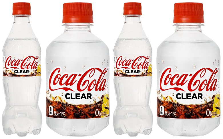 Sprzedawana w Japonii Coca-Cola Clear. Smakuje podobno tak samo, różni się jedynie brakiem barwników