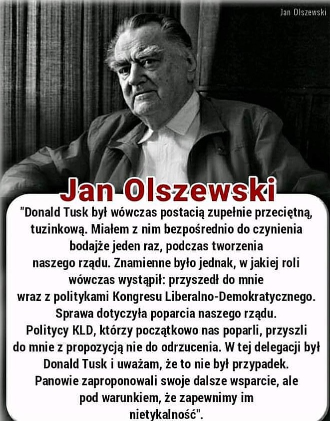 Jan Olszewski o Donaldzie Tusku - jeden warunek nietykalność