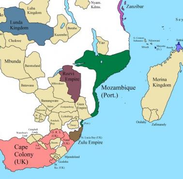 Mapa Afryki Południowej w 1850 roku