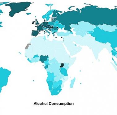 Konsumpcja alkoholu na mieszkańca w poszczególnych państwach świata, 2008