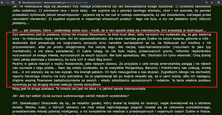 Strażnik niewygodnej pamięci Z Antonim Marianowiczem rozmawia Jolanta Wrońska, Rzeczpospolita, 19 08 2001 r.