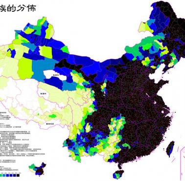 Populacja ludności Han w Chinach (w tym Tajwan), na podstawie spisu z 2000 roku