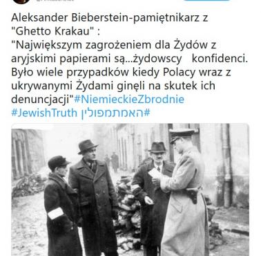 Aleksander Bieberstein-pamiętnikarz z "Ghetto Krakau" : "Największym zagrożeniem dla Żydów z aryjskimi papierami są...