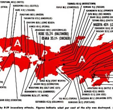 Procent szkód wyrządzonych miastom japońskim podczas II wojny światowej