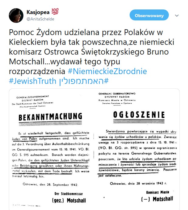 Pomoc Żydom udzielana przez Polaków w Kieleckiem była tak powszechna, ż niemiecki komisarz Ostrowca Świętokrzyskiego ...