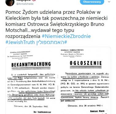 Pomoc Żydom udzielana przez Polaków w Kieleckiem była tak powszechna, ż niemiecki komisarz Ostrowca Świętokrzyskiego ...